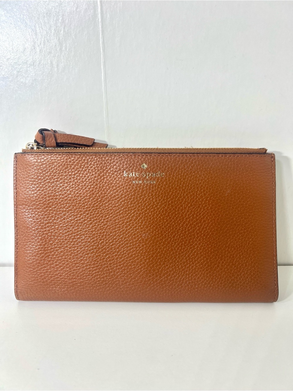 Kate Spade New York Tan Leather Double Zipper Wallet